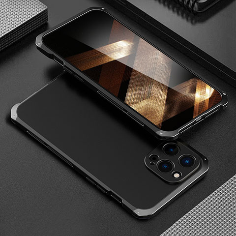 Coque Luxe Aluminum Metal Housse Etui 360 Degres pour Apple iPhone 14 Pro Noir