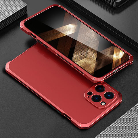 Coque Luxe Aluminum Metal Housse Etui 360 Degres pour Apple iPhone 14 Pro Rouge