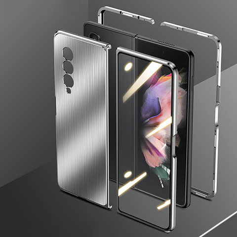 Coque Luxe Aluminum Metal Housse Etui 360 Degres pour Samsung Galaxy Z Fold4 5G Argent