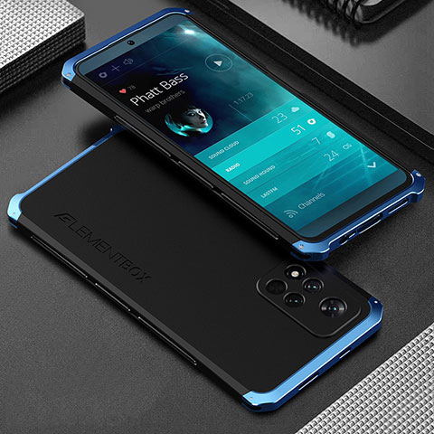 Coque Luxe Aluminum Metal Housse Etui 360 Degres pour Xiaomi Mi 11i 5G (2022) Bleu et Noir