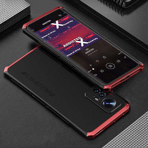 Coque Luxe Aluminum Metal Housse Etui 360 Degres pour Xiaomi Mi 12 5G Rouge et Noir