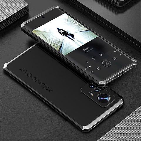Coque Luxe Aluminum Metal Housse Etui 360 Degres pour Xiaomi Mi 12S 5G Argent et Noir