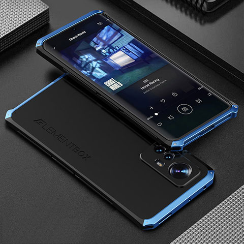 Coque Luxe Aluminum Metal Housse Etui 360 Degres pour Xiaomi Mi 12S Pro 5G Bleu et Noir