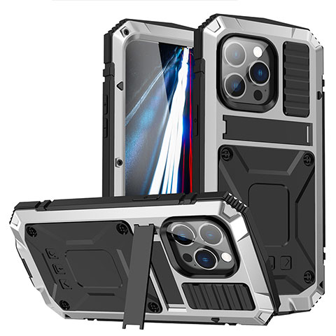 Coque Luxe Aluminum Metal Housse Etui 360 Degres RJ1 pour Apple iPhone 13 Pro Argent