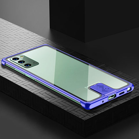 Coque Luxe Aluminum Metal Housse Etui LK1 pour Samsung Galaxy Note 20 5G Bleu