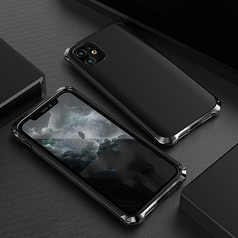 Coque Luxe Aluminum Metal Housse Etui M01 pour Apple iPhone 11 Noir