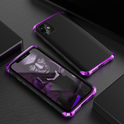 Coque Luxe Aluminum Metal Housse Etui M01 pour Apple iPhone 11 Violet