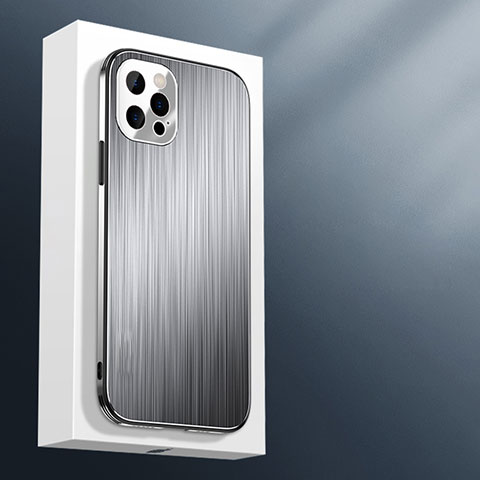 Coque Luxe Aluminum Metal Housse Etui M01 pour Apple iPhone 14 Pro Argent