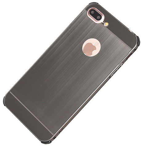 Coque Luxe Aluminum Metal Housse Etui M01 pour Apple iPhone 8 Plus Gris Fonce