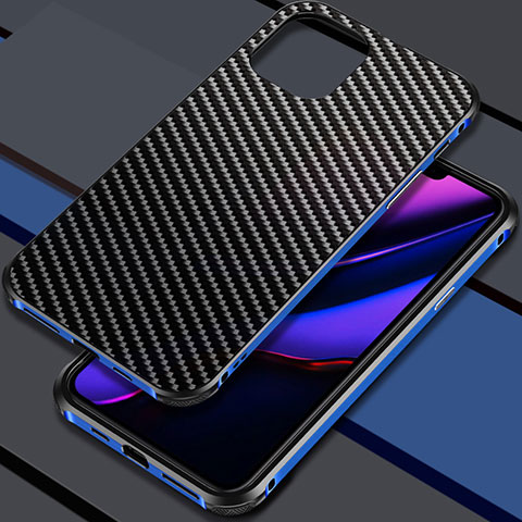Coque Luxe Aluminum Metal Housse Etui M02 pour Apple iPhone 11 Pro Bleu