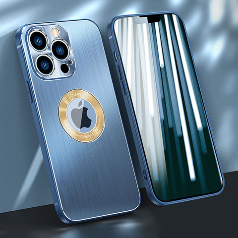 Coque Luxe Aluminum Metal Housse Etui M08 pour Apple iPhone 13 Pro Bleu