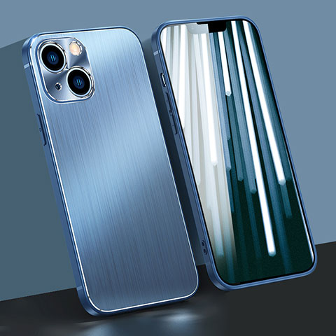 Coque Luxe Aluminum Metal Housse Etui M09 pour Apple iPhone 14 Plus Bleu