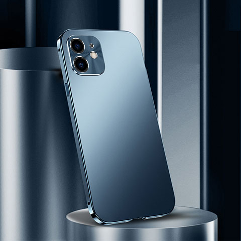 Coque Luxe Aluminum Metal Housse Etui N01 pour Apple iPhone 12 Mini Bleu