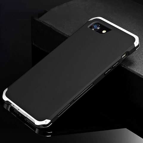Coque Luxe Aluminum Metal Housse Etui pour Apple iPhone SE (2020) Argent et Noir