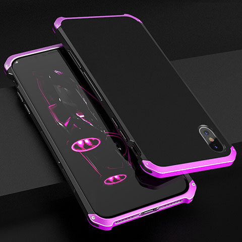Coque Luxe Aluminum Metal Housse Etui pour Apple iPhone Xs Max Violet