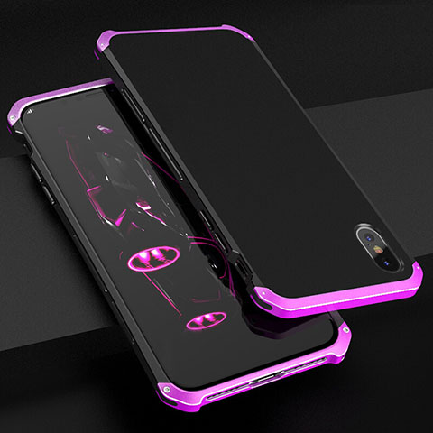 Coque Luxe Aluminum Metal Housse Etui pour Apple iPhone Xs Violet