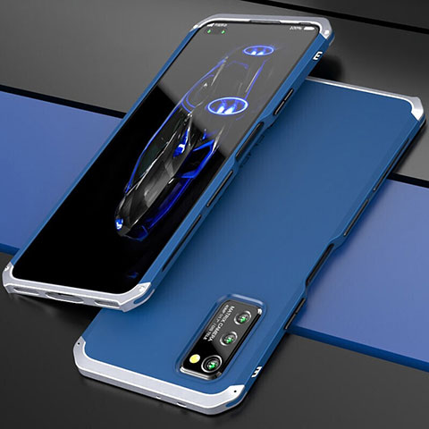 Coque Luxe Aluminum Metal Housse Etui pour Huawei Honor V30 Pro 5G Argent et Bleu