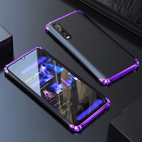 Coque Luxe Aluminum Metal Housse Etui pour Huawei P30 Violet