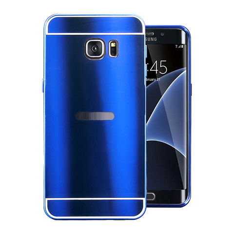 Coque Luxe Aluminum Metal Housse Etui pour Samsung Galaxy S7 Edge G935F Bleu