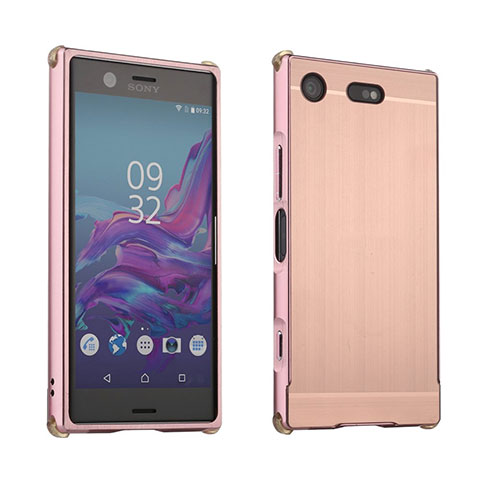 Coque Luxe Aluminum Metal Housse Etui pour Sony Xperia XZ1 Compact Or Rose