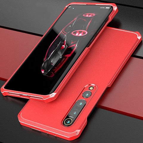 Coque Luxe Aluminum Metal Housse Etui pour Xiaomi Mi 10 Pro Rouge