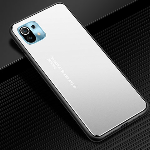 Coque Luxe Aluminum Metal Housse Etui pour Xiaomi Mi 11 5G Argent