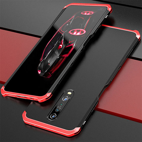 Coque Luxe Aluminum Metal Housse Etui pour Xiaomi Redmi K30 4G Rouge et Noir