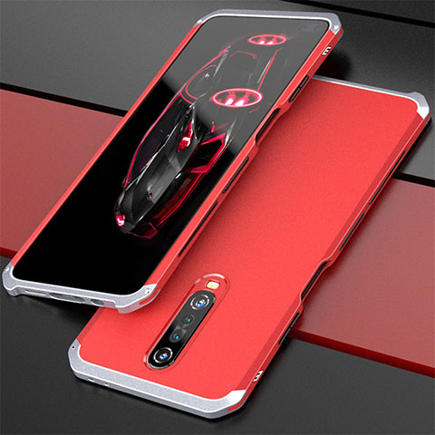 Coque Luxe Aluminum Metal Housse Etui pour Xiaomi Redmi K30 5G Argent et Rouge