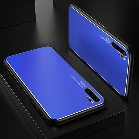 Coque Luxe Aluminum Metal Housse Etui T01 pour Huawei P30 Pro Bleu