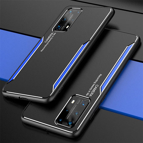 Coque Luxe Aluminum Metal Housse Etui T01 pour Huawei P40 Pro+ Plus Bleu