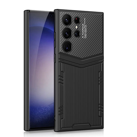 Coque Luxe Cuir et Plastique Housse Etui Mat AC2 pour Samsung Galaxy S21 Ultra 5G Noir