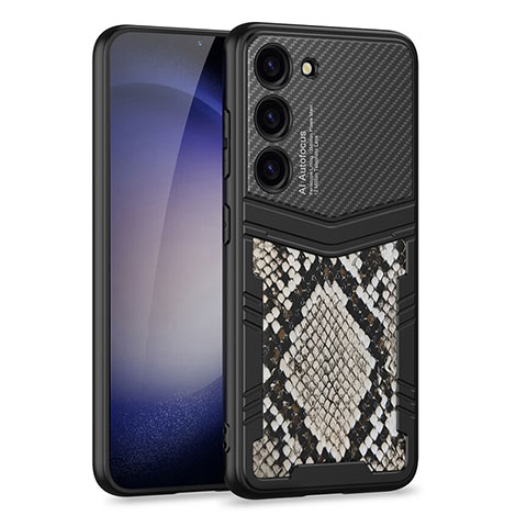 Coque Luxe Cuir et Plastique Housse Etui Mat AC5 pour Samsung Galaxy S21 Plus 5G Noir