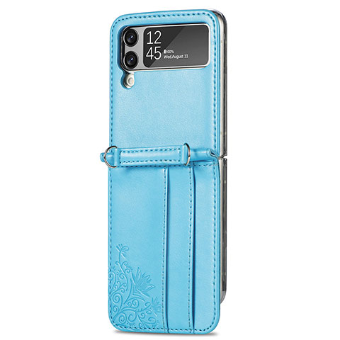 Coque Luxe Cuir et Plastique Housse Etui Mat C01 pour Samsung Galaxy Z Flip4 5G Bleu