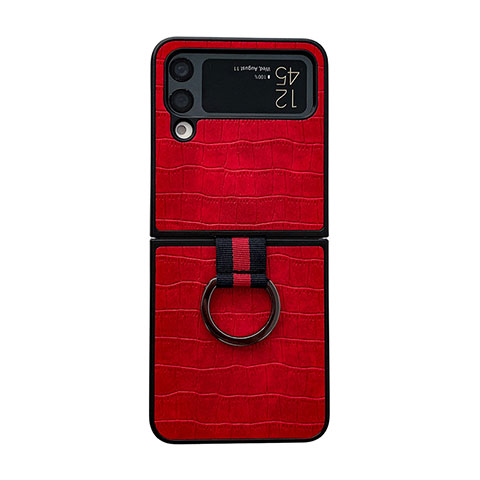 Coque Luxe Cuir et Plastique Housse Etui Mat C02 pour Samsung Galaxy Z Flip4 5G Rouge