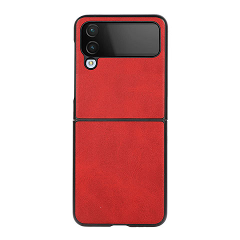 Coque Luxe Cuir et Plastique Housse Etui Mat C07 pour Samsung Galaxy Z Flip4 5G Rouge