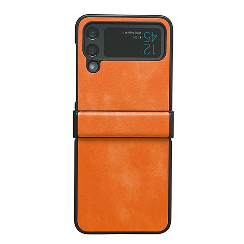 Coque Luxe Cuir et Plastique Housse Etui Mat C08 pour Samsung Galaxy Z Flip4 5G Orange