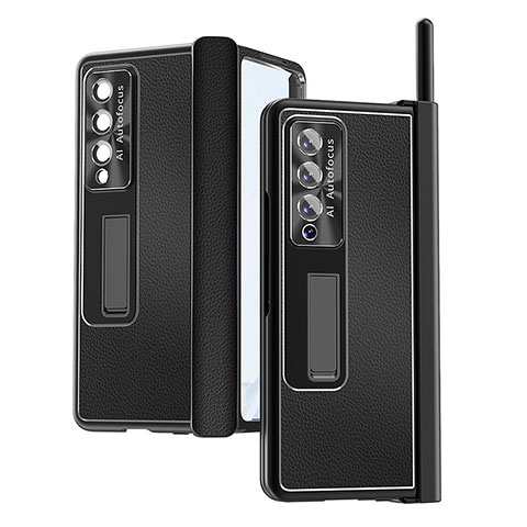 Coque Luxe Cuir et Plastique Housse Etui Mat C09 pour Samsung Galaxy Z Fold4 5G Noir