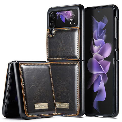Coque Luxe Cuir et Plastique Housse Etui Mat CS1 pour Samsung Galaxy Z Flip3 5G Marron