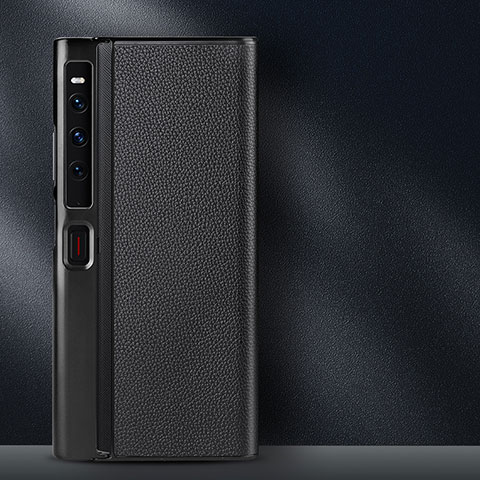Coque Luxe Cuir et Plastique Housse Etui Mat DL1 pour Huawei Mate Xs 2 Noir