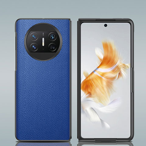 Coque Luxe Cuir et Plastique Housse Etui Mat GS2 pour Huawei Mate X3 Bleu