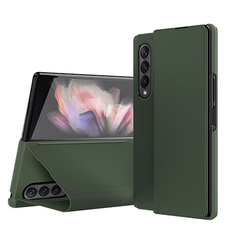 Coque Luxe Cuir et Plastique Housse Etui Mat H01 pour Samsung Galaxy Z Fold4 5G Vert