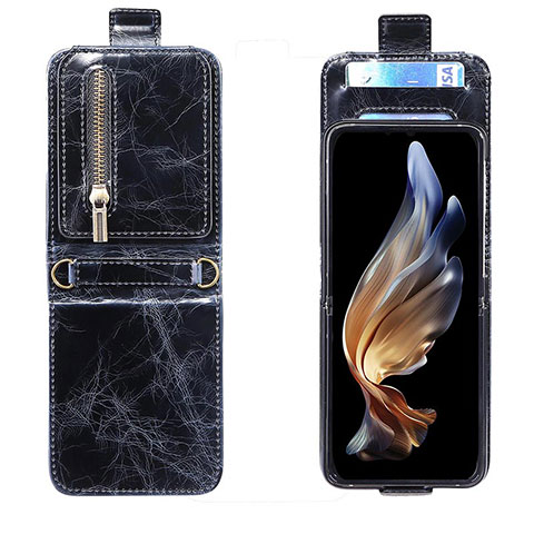 Coque Luxe Cuir et Plastique Housse Etui Mat JD2 pour Samsung Galaxy Z Flip3 5G Noir
