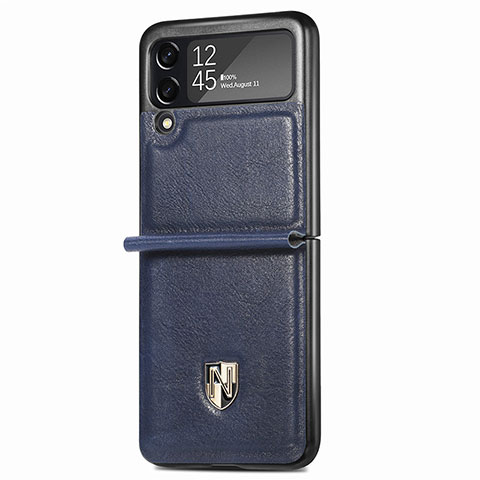 Coque Luxe Cuir et Plastique Housse Etui Mat L09 pour Samsung Galaxy Z Flip3 5G Bleu