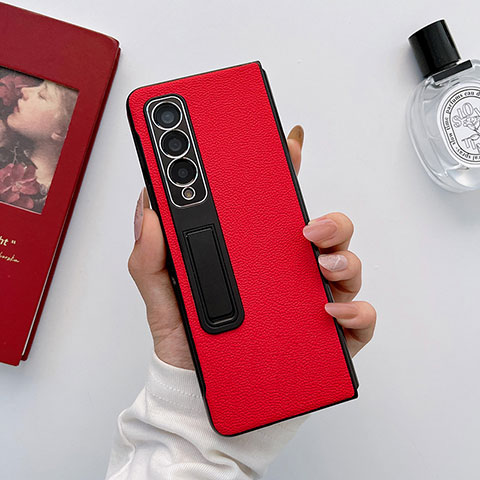 Coque Luxe Cuir et Plastique Housse Etui Mat L09 pour Samsung Galaxy Z Fold4 5G Rouge