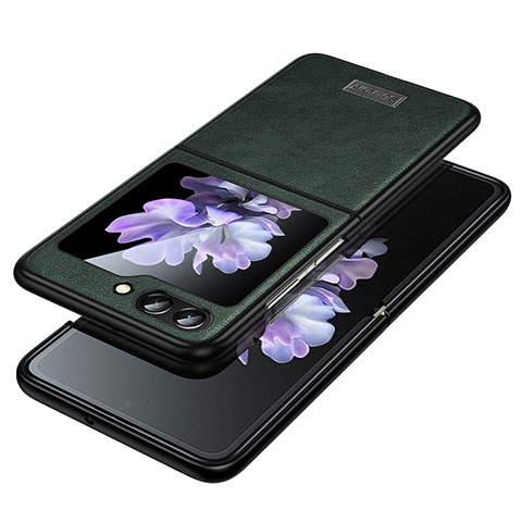 Coque Luxe Cuir et Plastique Housse Etui Mat LD2 pour Samsung Galaxy Z Flip5 5G Vert