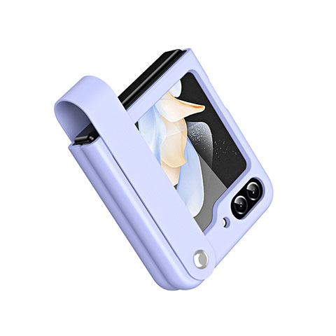 Coque Luxe Cuir et Plastique Housse Etui Mat QH1 pour Samsung Galaxy Z Flip5 5G Violet