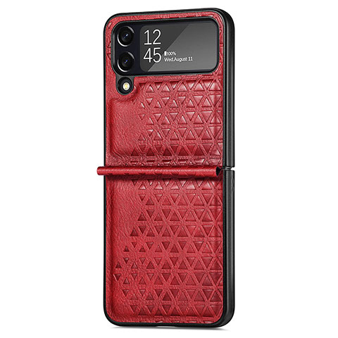 Coque Luxe Cuir et Plastique Housse Etui Mat R02 pour Samsung Galaxy Z Flip4 5G Rouge