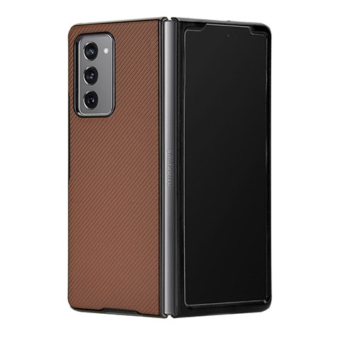 Coque Luxe Cuir et Plastique Housse Etui Mat T03 pour Samsung Galaxy Z Fold2 5G Marron