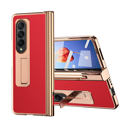 Coque Luxe Cuir et Plastique Housse Etui Mat ZL6 pour Samsung Galaxy Z Fold4 5G Rouge