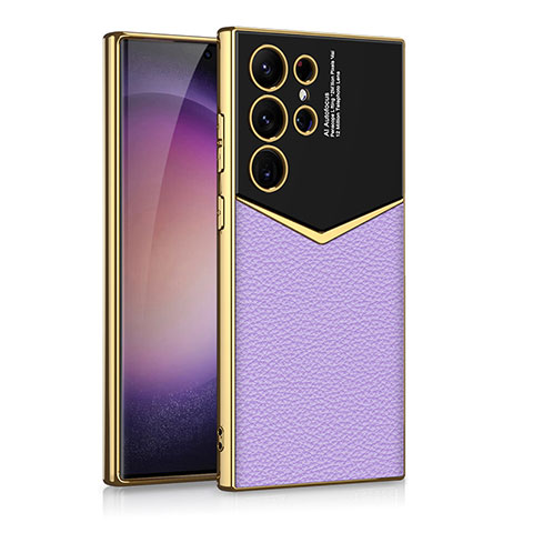 Coque Luxe Cuir Housse Etui AC4 pour Samsung Galaxy S22 Ultra 5G Violet